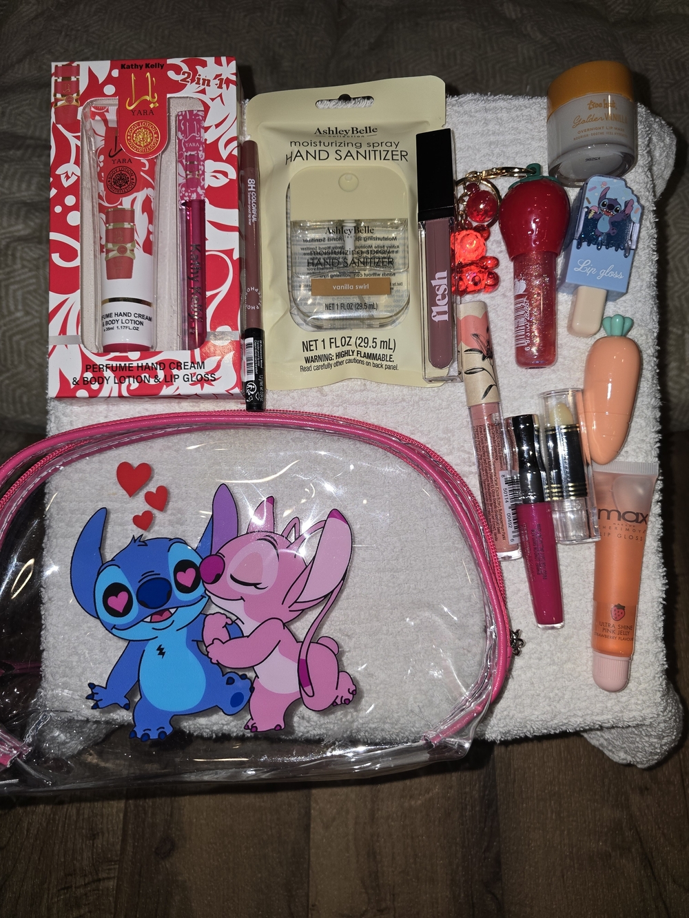Stitch & Angel Clear Pink Cosmetic Bag for Kids